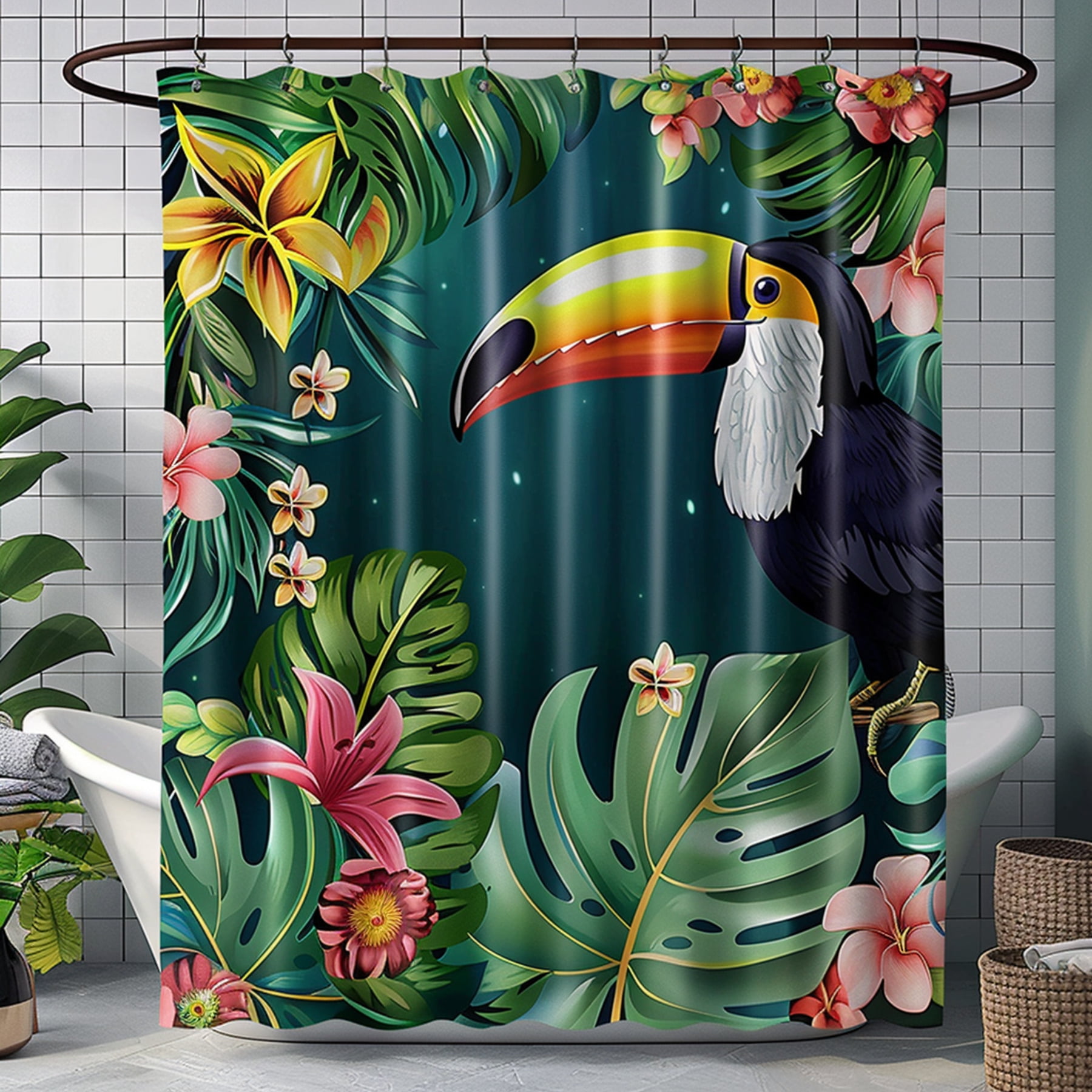 Transform your bathroom into a tropical paradise with this exotic