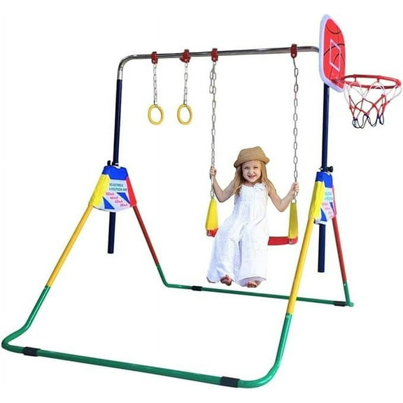 Transform playtime with our 4-in-1 Athletic Bar - Junior gymnastics, height-adjustable monkey bars, deluxe swing set, and more! Elevate fun and fitness with this versatile playground essential.