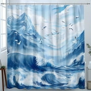 Transform your bathroom into a serene oasis with our stunning landscapeinspired fabric shower curtain