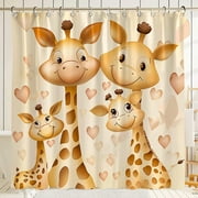 Transform your bathroom into a whimsical oasis with our adorable giraffe family shower curtain a perfect blend of cuteness and elegance