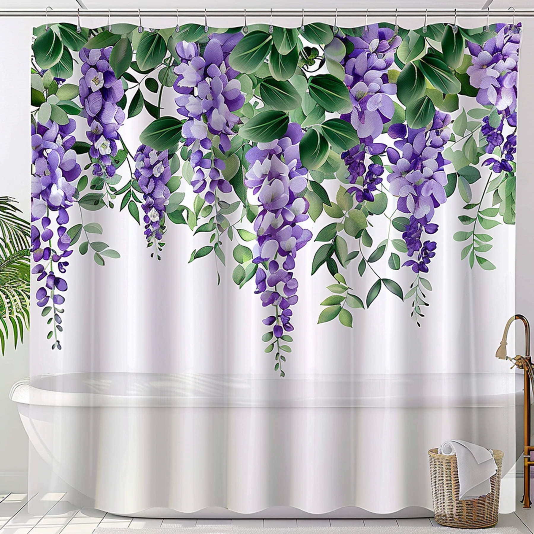 Transform your bathroom with our Wisteria Flower Shower Curtain a