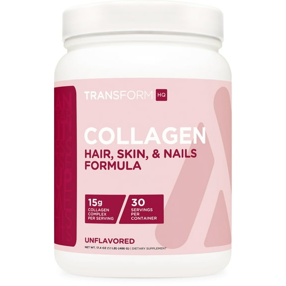 TransformHQ Beauty Collagen (30 Servings) Unflavored - Hair, Skin, & Nails Formula