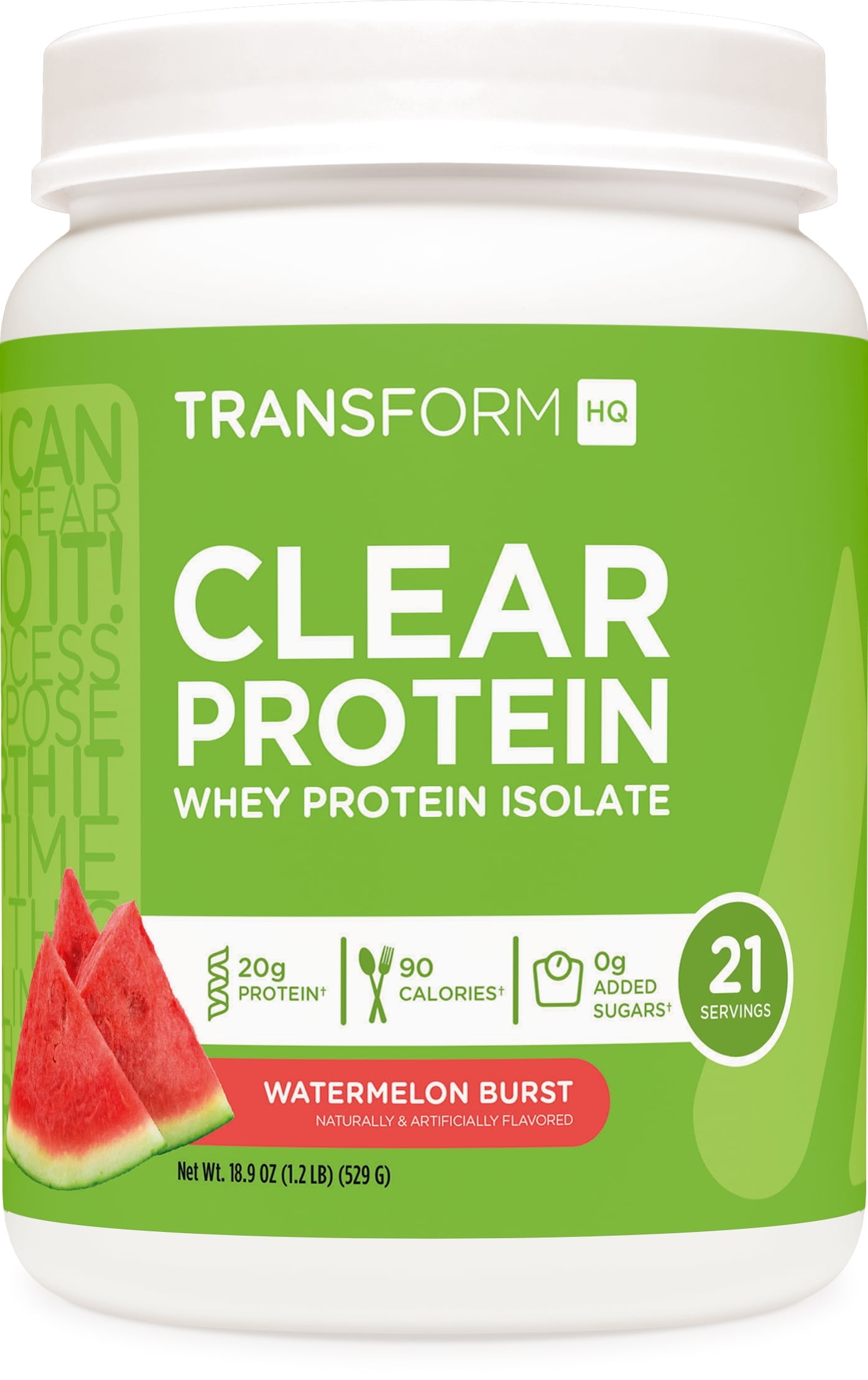 TransformHQ Clear Protein Powder (Watermelon Burst) 21 Servings - Whey Protein Isolate, 20g of Protein, 90 Calories, 0g Added Sugars