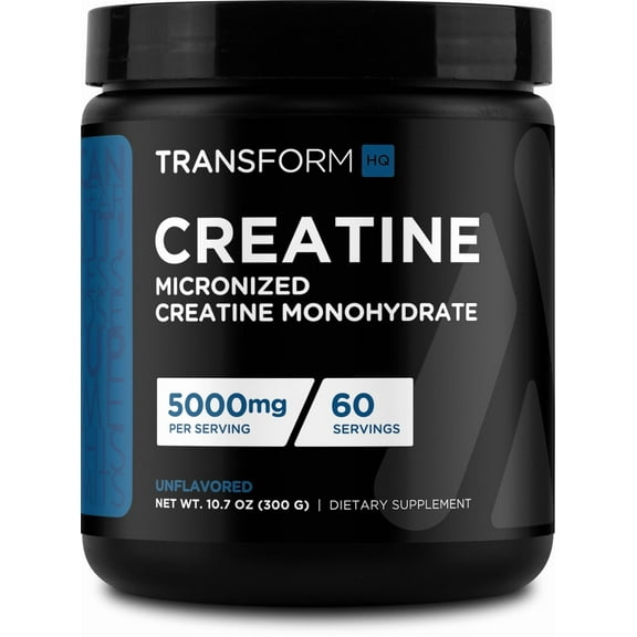 TransformHQ Creatine Monohydrate Powder (60 Servings) Unflavored - 5000mg Per Serving