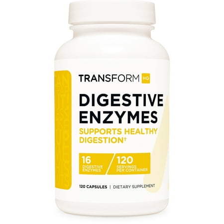 TransformHQ Digestive Enzymes Supplement (120 Capsules) - 16 Enzymes, Support Healthy Digestion