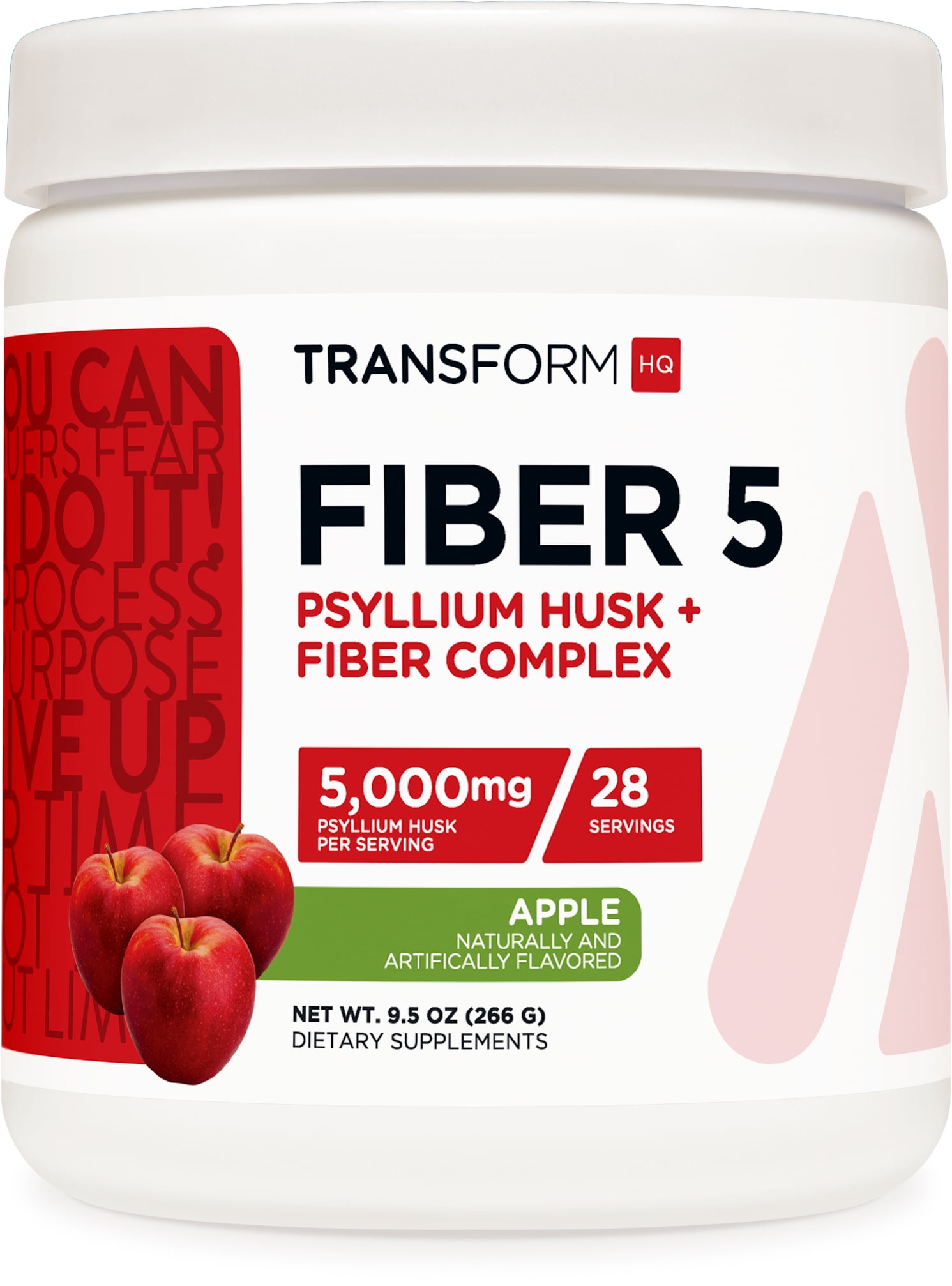 TransformHQ Fiber 5 (Apple Flavor) 28 Servings - Psyllium Husk & Fiber ...