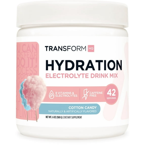 TransformHQ Hydration 42 Servings (Cotton Candy) - Electrolytes, Mental Clarity, Vitamins