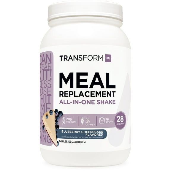 TransformHQ Meal Replacement Shake Powder 28 Servings (Blueberry Cheesecake) - Gluten Free, Non-GMO