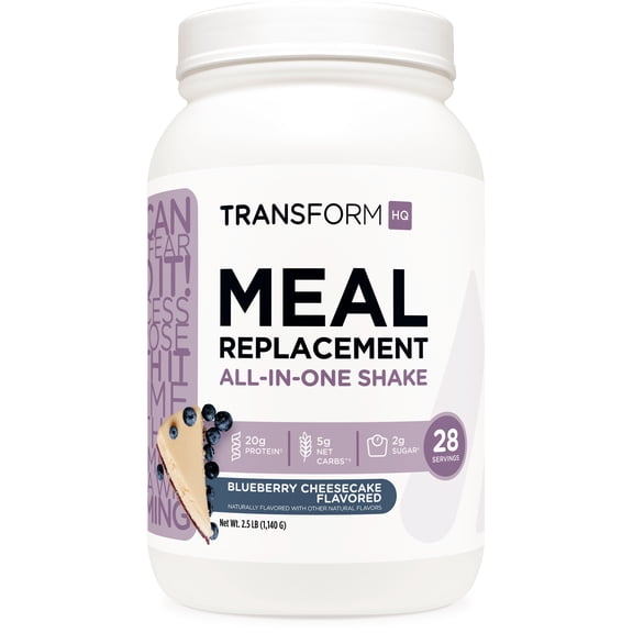 TransformHQ Meal Replacement Shake Powder 28 Servings (Blueberry Cheesecake) - Gluten Free, Non-GMO