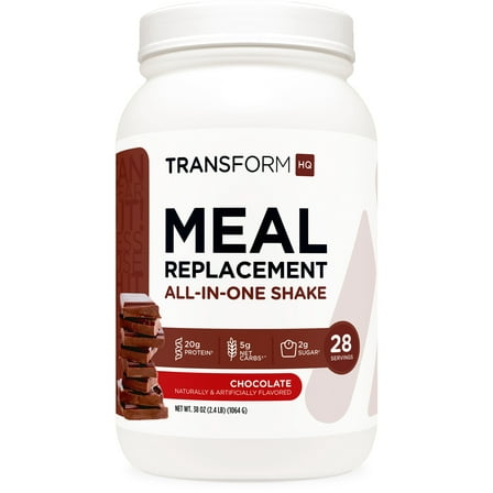 TransformHQ Meal Replacement Shake Powder 28 Servings (Chocolate) - Gluten Free, Non-GMO