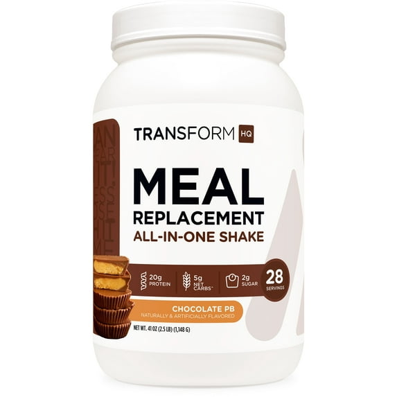 TransformHQ Meal Replacement Shake Powder 28 Servings (Chocolate Peanut Butter) - Gluten Free, Non-GMO