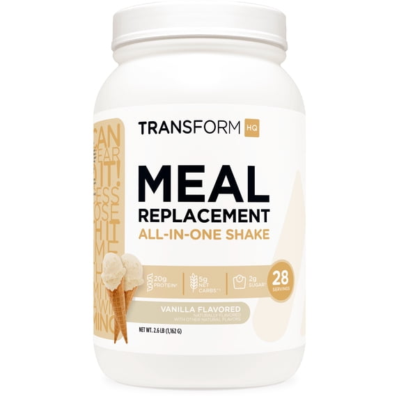 TransformHQ Meal Replacement Shake Powder 28 Servings (Vanilla) - Gluten Free, Non-GMO