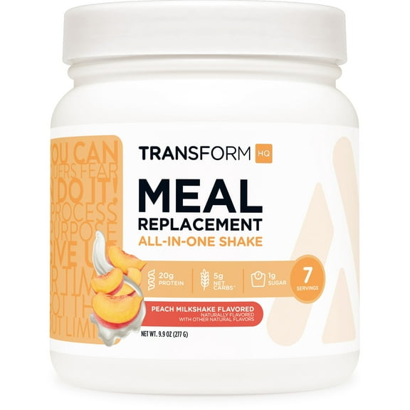 TransformHQ Meal Replacement Shake Powder 7 Servings (Peach Milkshake Flavored) - Gluten Free, Non-GMO
