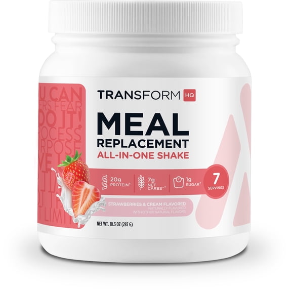 TransformHQ Meal Replacement Shake Powder 7 Servings (Strawberry & Cream) - Gluten Free, Non-GMO