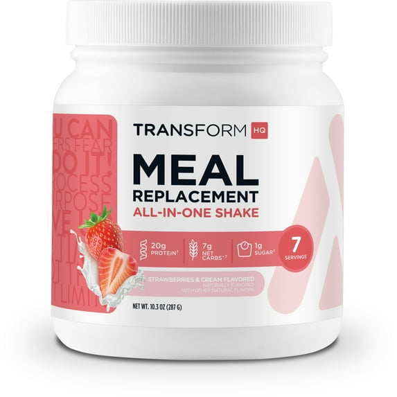 TransformHQ Meal Replacement Shake Powder 7 Servings (Strawberry & Cream) - Gluten Free, Non-GMO