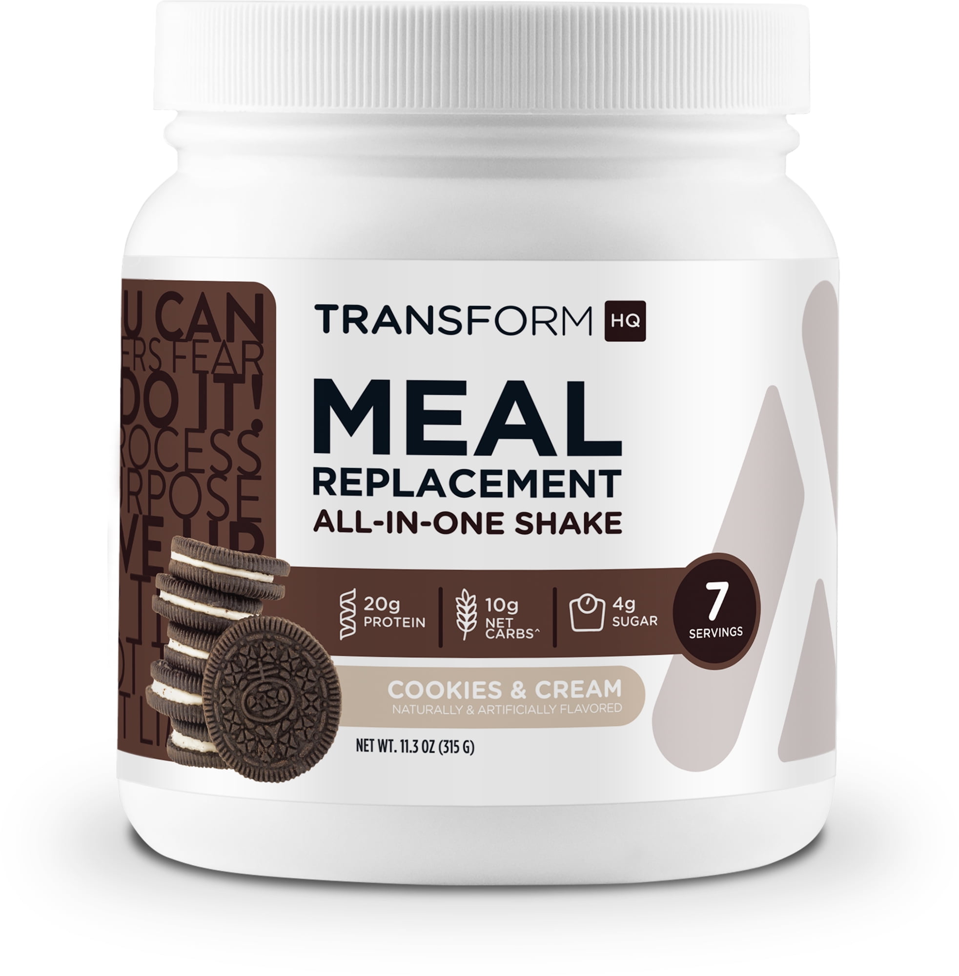 TransformHQ Meal Replacement Shake Powder (Cookies & Cream) - 7 Servings - Gluten Free, Non-GMO