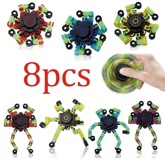 Transformable Fidget Spinner Glow in The Dark Fidget Toy, 8 pcs Sensory Toy
