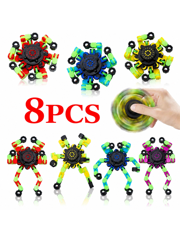 Transformable Fidget Spinner Glow in The Dark Fidget Toy, 8 pcs Sensory Toy