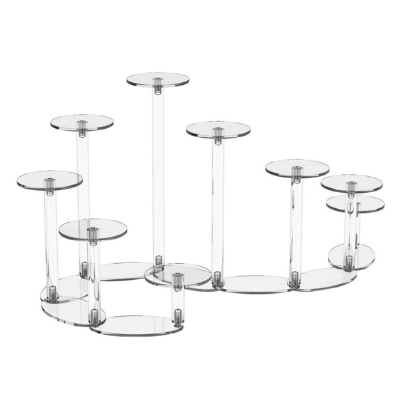 Transformable Figure Display Stand Clear Acrylic Figure Display Risers 9 Tiers Figure Stand Shelf Foldable Risers Display Stands Easy Assembly for Figures Collectibles Toys