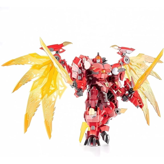 Transformable Flame Flying Dragon Toy, Red Fire Dragon King Dinosaur Robot KO Version Action Figure Model