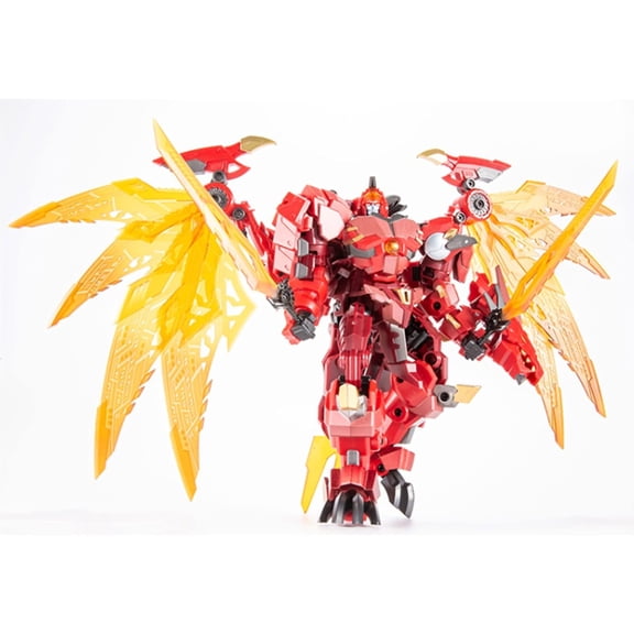 Transformable Flame Flying Dragon Toy, Red Fire Dragon King Dinosaur Robot KO Version Action Figure Model