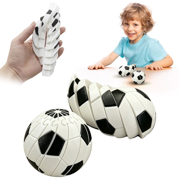 Transformable Soccer Ball, 3D Printed Stackable Football Fidget Ball, Multi-Shape Changing Desk Decor Ornament Ball, Sports Fan Decompression Football, Stackable Transforming Desktop Fidget Ball