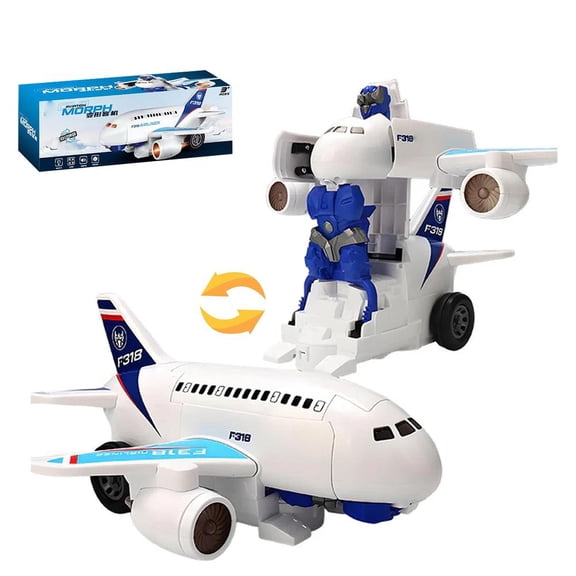 Transformation Airplane Robot Toys Airplane Models with Lights & Sounds Birthday For Childrens Toys Girls Boys Toy Car Gifts 1 Airplane boys, avoidance tech sound and plane boys plane trans