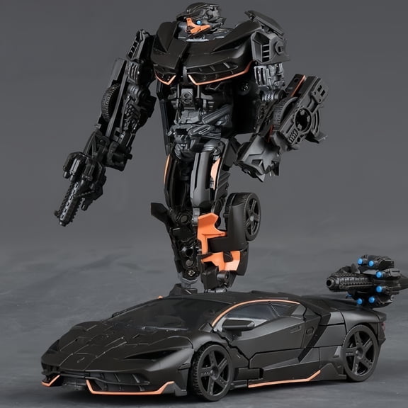 Transformer Hot Rod Converting Action Figure, Robot to Black Lamborghini Race Car with Weapon