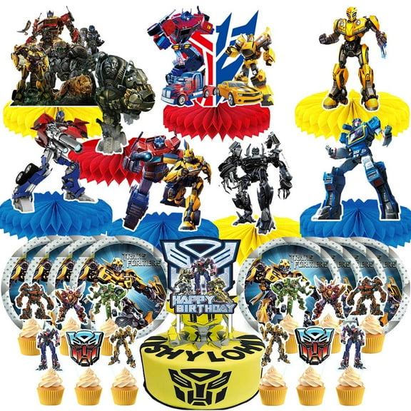 Transformer Party Supplies Decor Plates Fans Decorations Honeycomb Centerpieces Cake Toppers