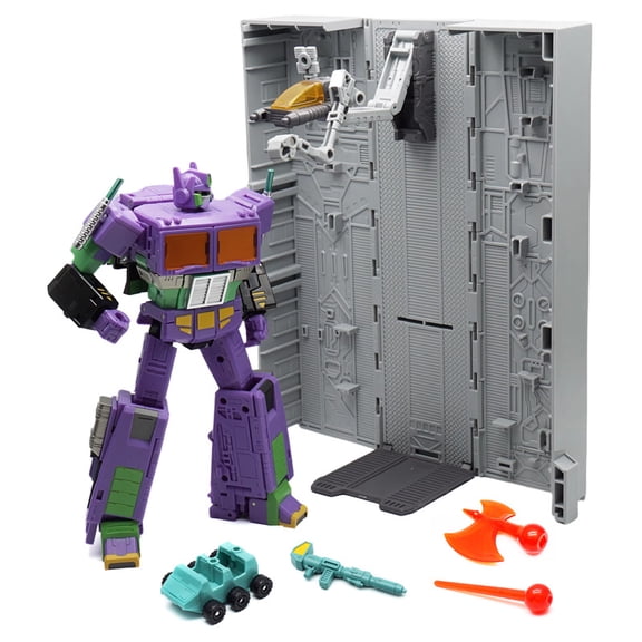 Transformer Purple Optimus Prime 7 Inch Figure, G1 Style with Base, Roller and Weapons
