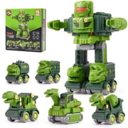 Transforming Robot Toys, 5-in-1 Robot Construction Vehicles Set, DIY Construction Toys Truck Take Apart Toys, STEM Educational Toys for Boys Girls