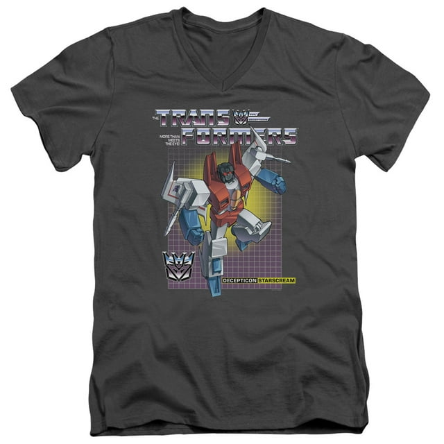 Transformer S/Starscream S/S Adult V-Neck T-Shirt 30/1 T-Shirt Charcoal