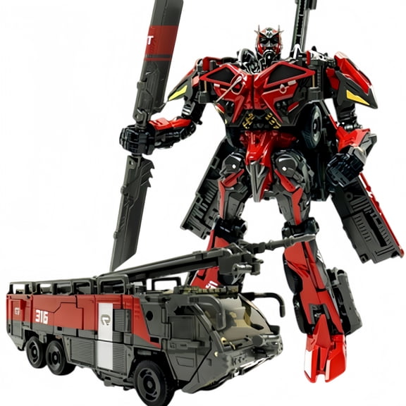 Transformer Sentinel Prime 10 Inch Figure, Fire Truck Robot with Sword and Weapons