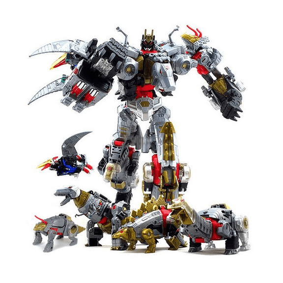 Transformer Toys Deformation Dinoking Volcanicus Grimlock Slag Sludge Snarl Swoop Slash Dinobots Combiner 5 in 1 KO 15.7inAction Figure(Color : 5 in1)