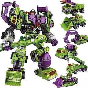 Transformer-Toys Oversize Toys Robot Devastator Engineering Combiner in Action Figures Car Truck Model Gift for Teenagers Teenagers (Green)