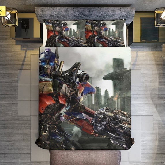 Transformers 3-Piece Comforter Set for Bedroom, Transformers Bedding Set for Kids Adults, Soft Microfiber Duvet Cover Set with Zipper Closure, 1 Duvet Cover + 2 Pillow Covers