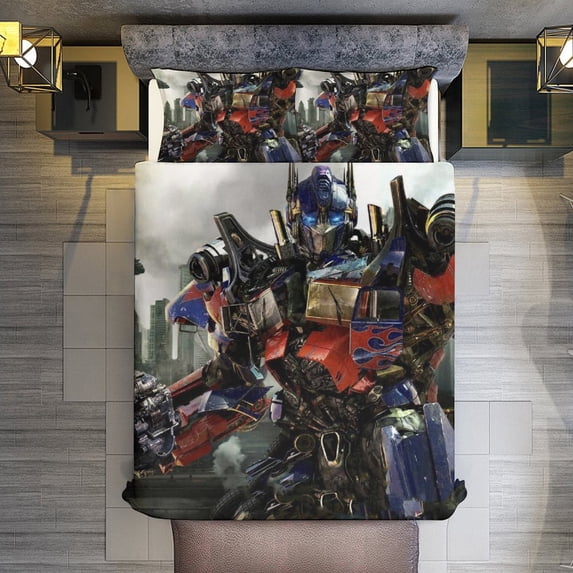 Transformers 3-Piece Comforter Set for Bedroom, Transformers Bedding Set for Kids Adults, Soft Microfiber Duvet Cover Set with Zipper Closure, 1 Duvet Cover + 2 Pillow Covers