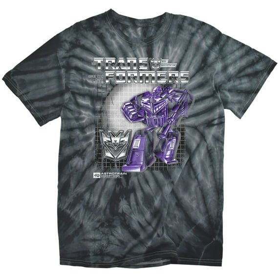 Transformers 40th Anniversary Astrotrain Box Tie Dye Adult Unisex T Shirt (Medium) Black
