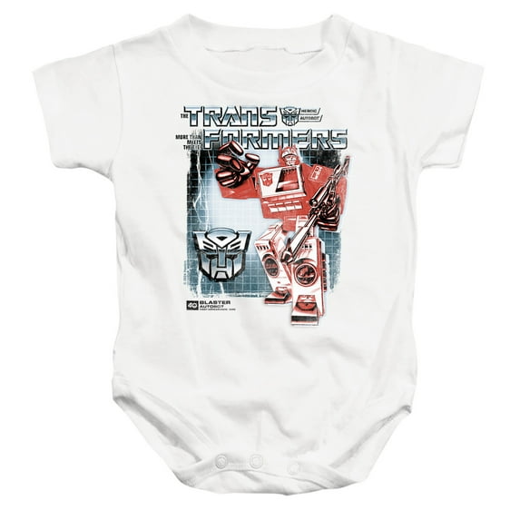 Transformers 40th Anniversary Blaster Box Unisex Infant Snap Suit for Baby, White, X-Large