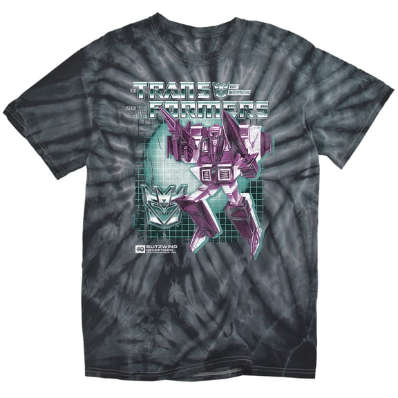 Transformers 40th Anniversary Blitzwing Box Tie Dye Adult Unisex T Shirt (Medium) Black
