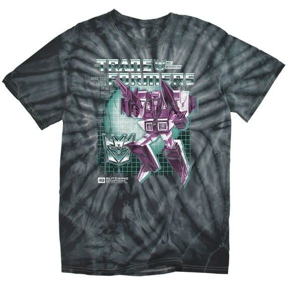 Transformers 40th Anniversary Blitzwing Box Tie Dye Adult Unisex T Shirt (Small) Black