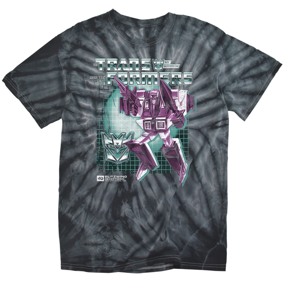 Transformers 40th Anniversary Blitzwing Box Tie Dye Adult Unisex T Shirt (X-Large) Black