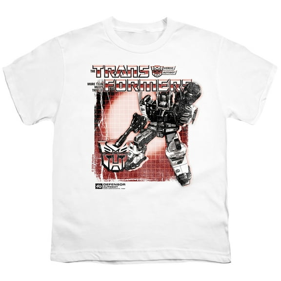 Transformers 40th Anniversary Defensor Box Unisex Youth T Shirt, White, Large