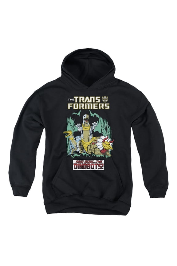 40th Anniversary Grimlock and Dinobots Youth Kids Boy/Girls Pull-Over Hoodie, Black, Medium
