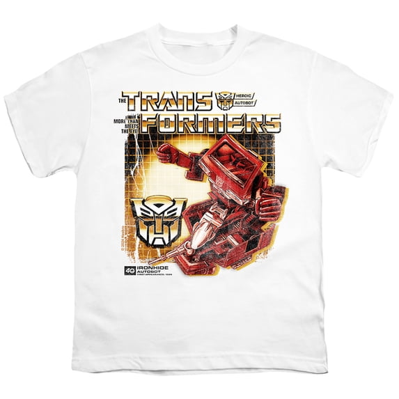 Transformers 40th Anniversary Ironhide Box Unisex Youth T Shirt, White, Small