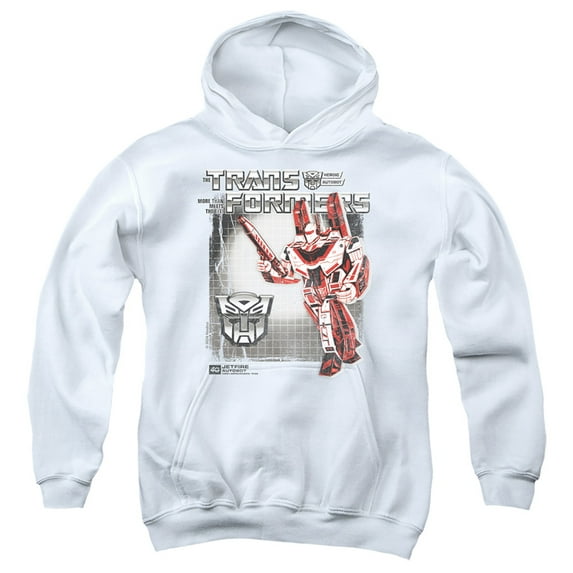 Transformers 40th Anniversary Jetfire Box Youth Kids Boy/Girls Pull-Over Hoodie, White, Medium