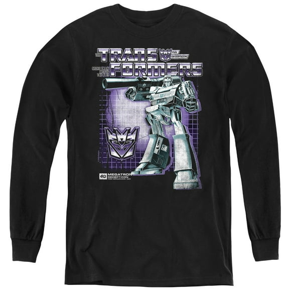 Transformers 40th Anniversary Megatron Box Youth Long Sleeve T Shirt, Black, Small