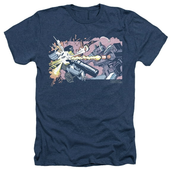 Transformers 40th Anniversary Megatron vs Shockwave Unisex Adult Heather T Shirt, Navy Heather, Large