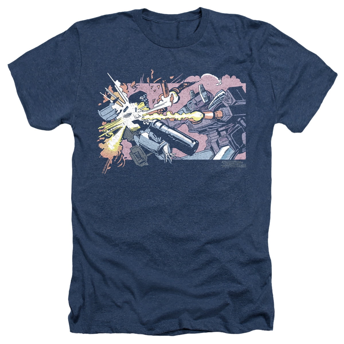 Transformers 40th Anniversary Megatron vs Shockwave Unisex Adult Heather T Shirt, Navy Heather, Small