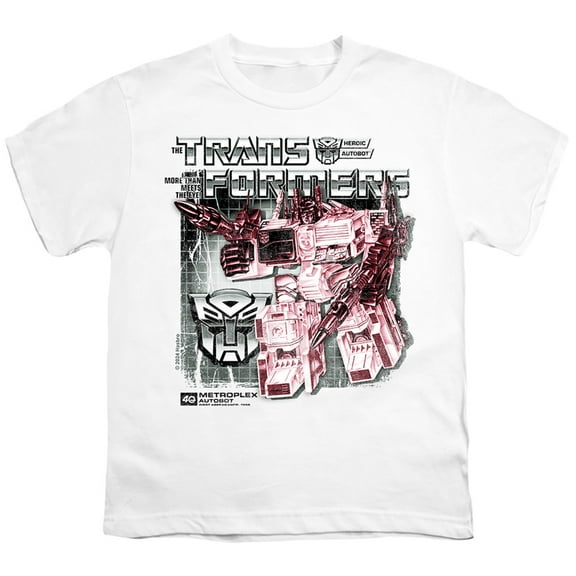 Transformers 40th Anniversary Metroplex Box Unisex Youth T Shirt, White, X-Large